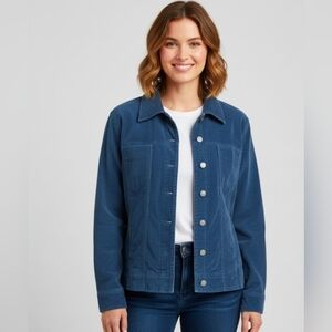 Blassport Women's Stretch Corduroy Jacket Size Large Blue